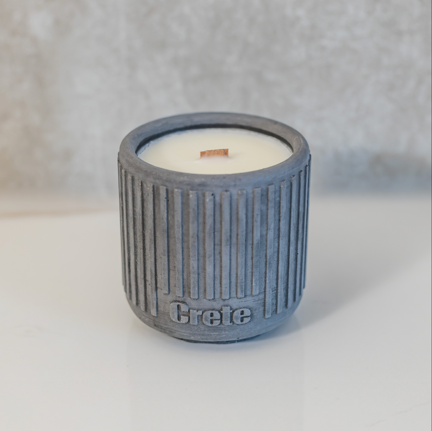 Ribbed Cement Vessel Scented Candle