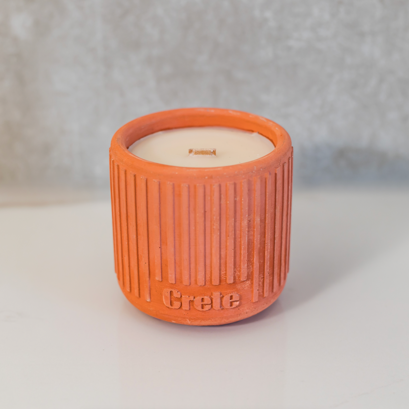 Ribbed Cement Vessel Scented Candle